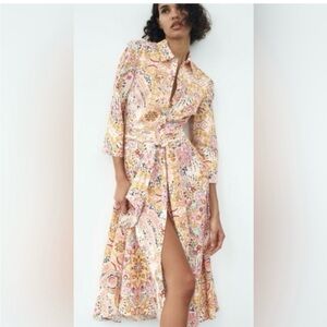 Zara Moroccan Print Classic Dress